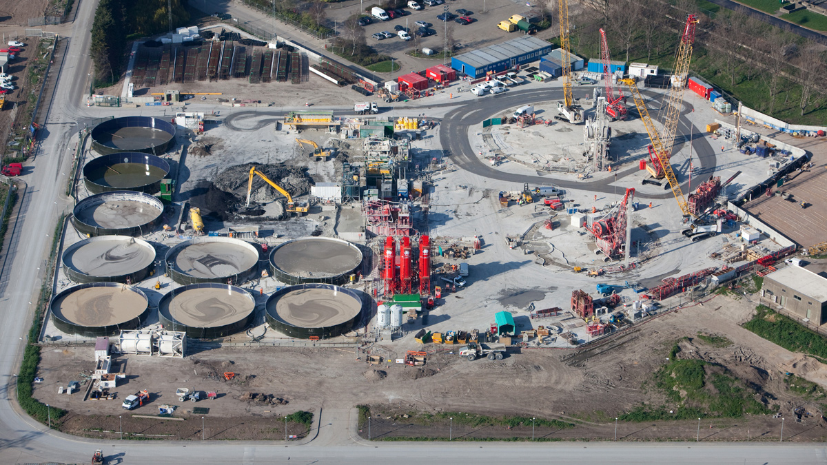 Aerial view of Beckton Pumping Station and Connection Shafts site - Courtesy of Thames Water