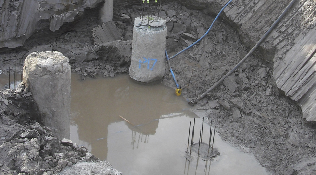 Weak ground prior to collapse - a consequence of no groundwater control) - Courtesy of OGI Groundwater Specialists Ltd