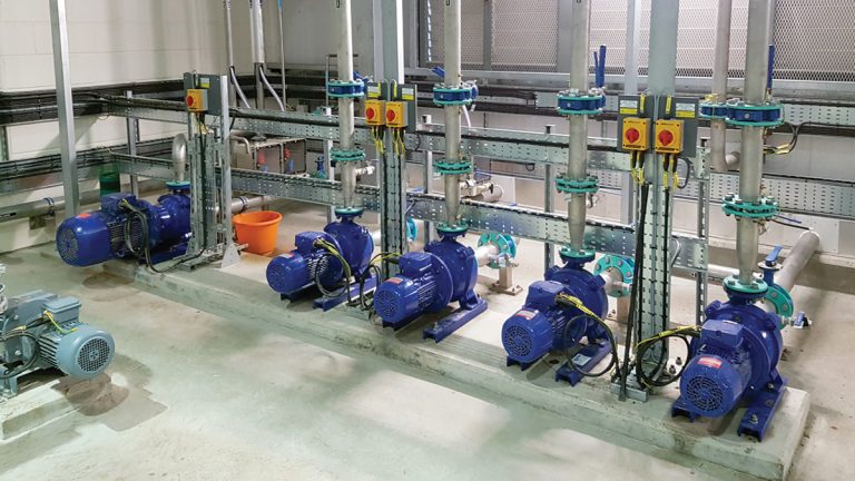 Main process pumps arranged internally within process building - Courtesy of Veolia Water Technologies