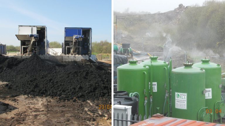 (left) Centrifugees dewatering and (right) odour control - Courtesy of VertaseFLI
