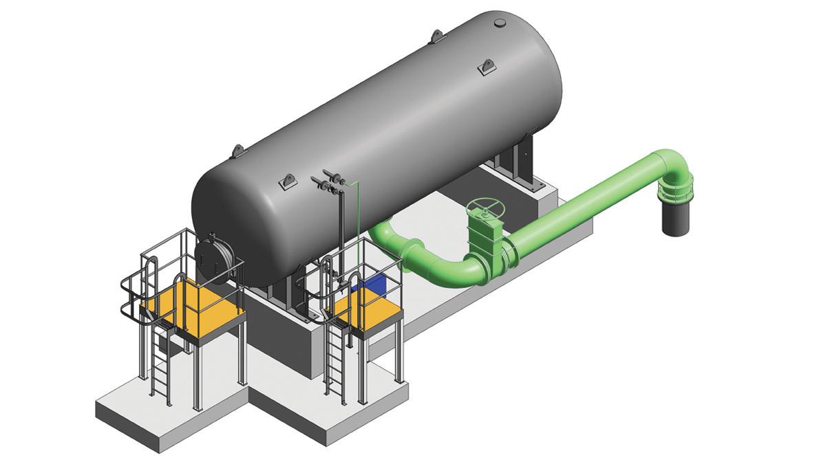 Preliminary 3D model of surge vessel and pipework - Courtesy of Doosan Enpure