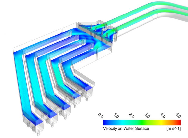 Computational fluid dynamic modelling of discharge chamber - Courtesy of Mott MacDonald