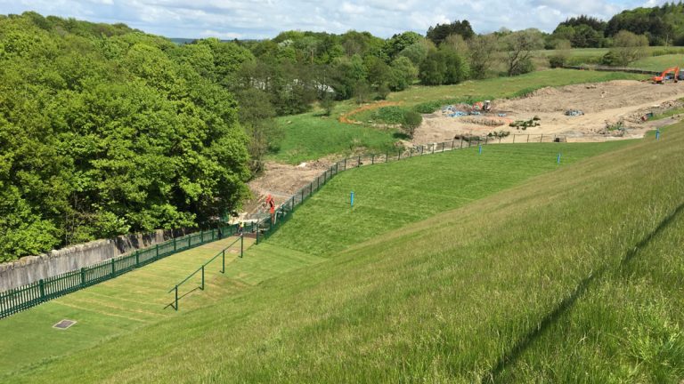 The completed berm viewed from the crest - Courtesy of United Utilities