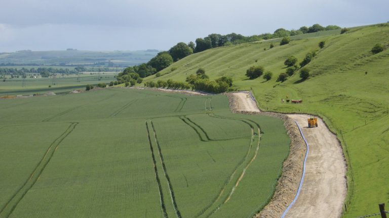 Construction of recent water supply pipeline - Courtesy of Wessex Water