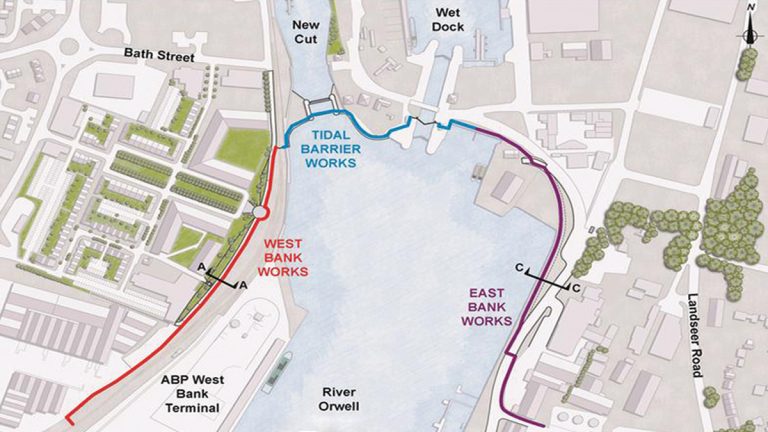Location plan of Ipswich Tidal Barrier - Courtesy of Environment Agency