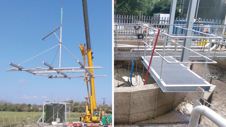 (left) Lift-out grid at Kilcoole and (right) New walkway at Redcross - Courtesy of FLI Water