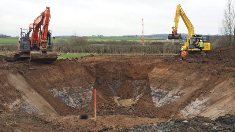 Trunk road crossing reception pit construction - Courtesy of Caledonia Water Alliance