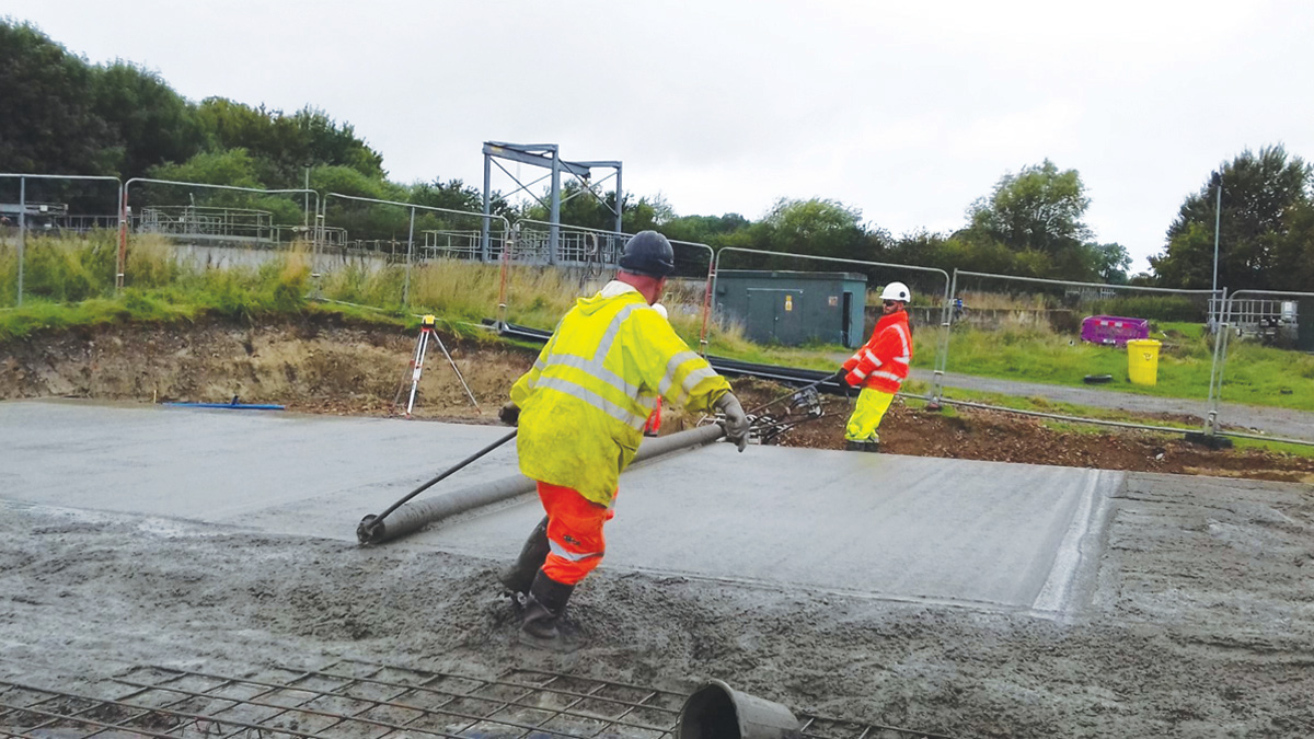 After being roughly laid, the concrete was levelled with the roller-screeder, reducing time and potential injuries - Courtesy of Barhale Ltd