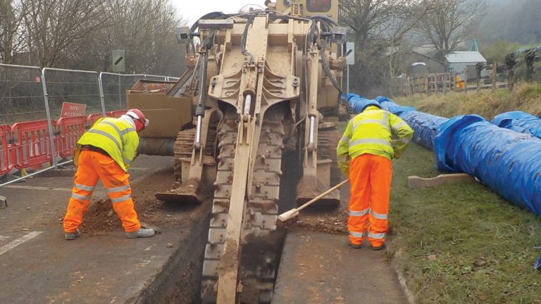 Trencher in operation at Axbridge - Courtesy of Bristol Water