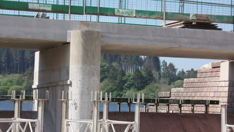 New RC bridge at dam crest under construction - Courtesy of Skanska UK