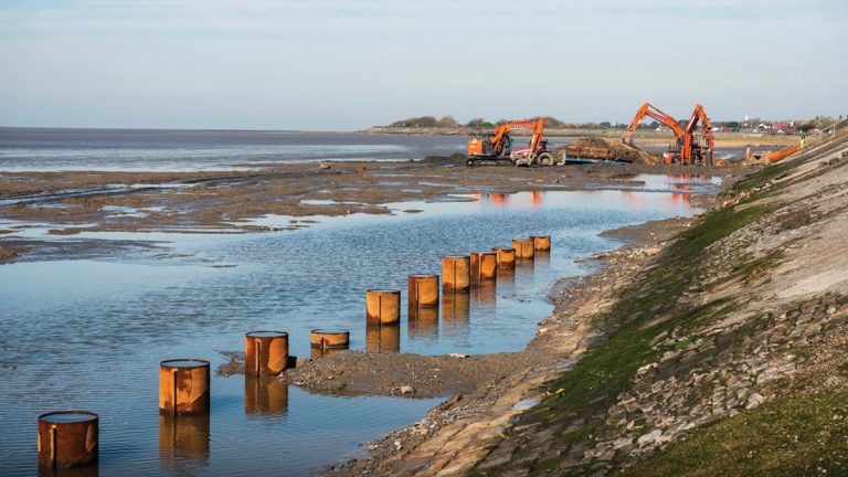 Excavation works to the toe piles - Courtesy of Karen Wright Photography Ltd