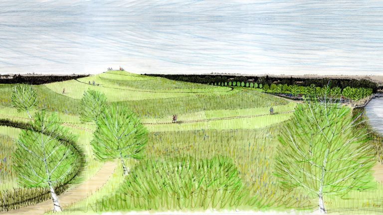 Artist’s impression of the Royal Hythe landscape enhancement area on channel section 2 - Courtesy of Black & Veatch, enplan, Environment Agency