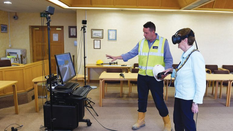 Causeway Coast Mayor is given a VR tour of the completed works - Courtesy of NI Water