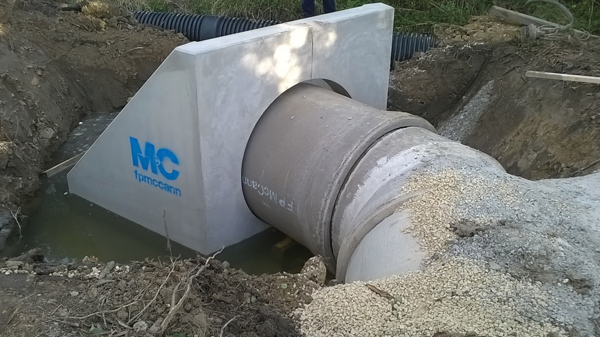 Outfall from new DN1200 culvert under construction at Forest Hall Letch - Courtesy of Esh Stantec