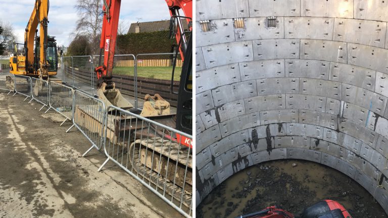 (left) Installation of rising main and (right) construction of TPS shaft - Courtesy of Scottish Water