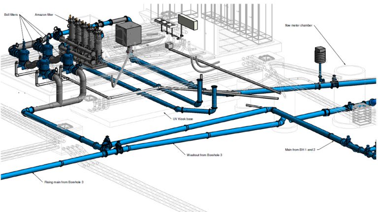 Cable duct and site pipework 3D design - Courtesy of Mott MacDonald Bentley