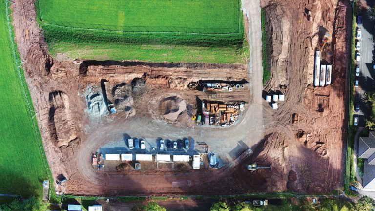 Aerial photo of site compound and tank installation - Courtesy of Severn Trent Water
