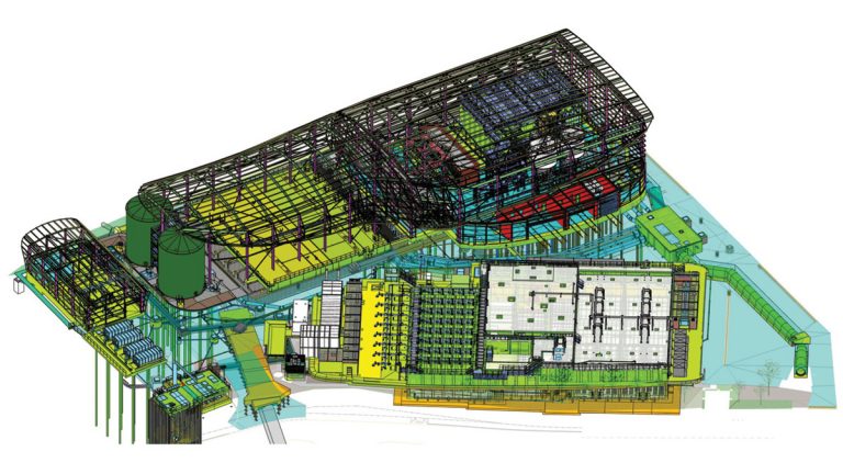 3D model showing all building steelwork - Courtesy of Southern Water