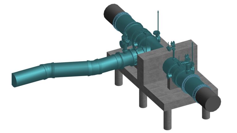 3D model showing the temporary south connection - Courtesy of Stantec