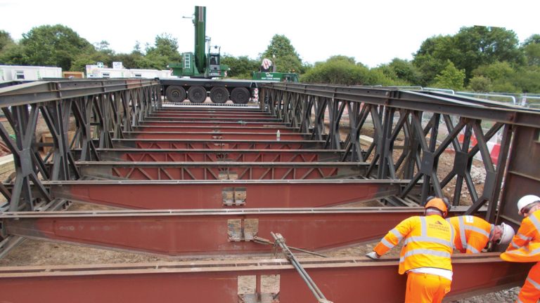 Temporary access bridge being assembled - Courtesy of eight2O