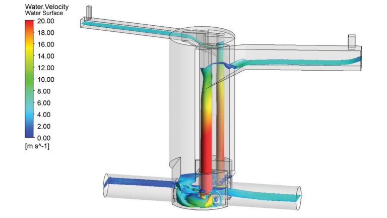 CFD modelling of combined sewer overflow drop shaft at Blackfriars - Courtesy of AECOM