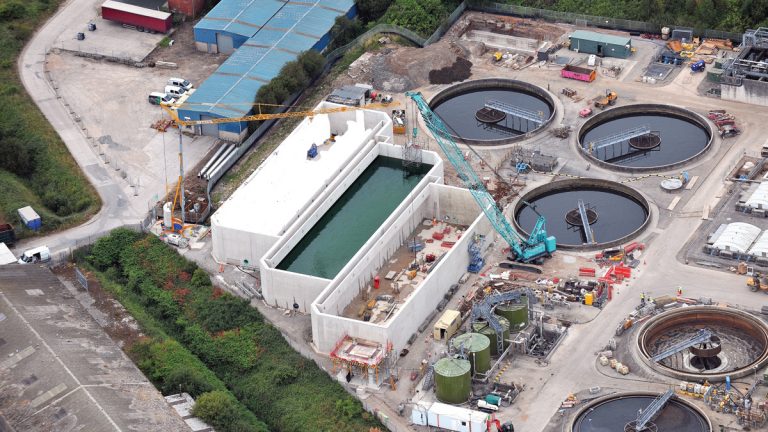 Morecambe Nereda® plant with mechanical installation ongoing in Cell 3, water test ongoing in Cell 2 and completion of civil works in Cell 1 - Courtesy of United Utilities