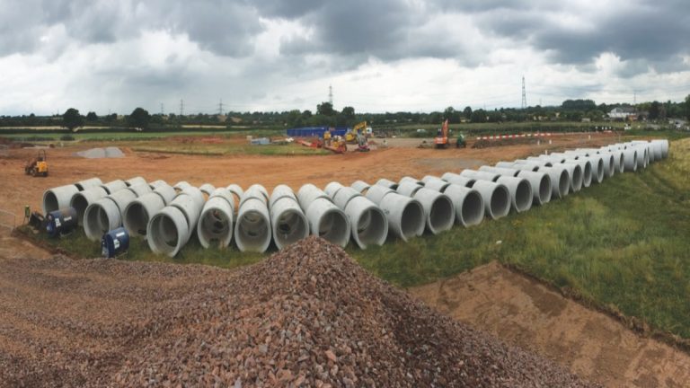 Main site compound with recycling facility established - Courtesy of Lewis Civil Engineering