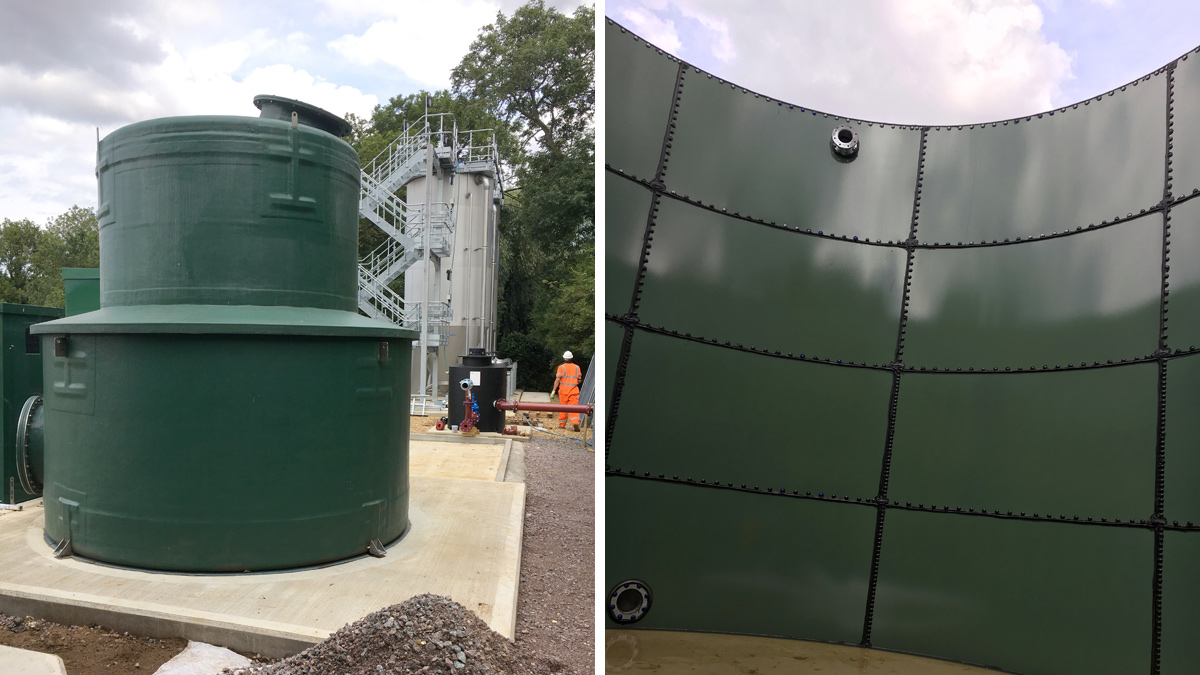 (left) EPS Water standard ferric dosing package and (right) Hayes GFS settlement tank - Courtesy of @one Alliance