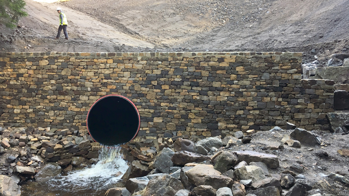 Headwall at outlet of new culvert - Courtesy of Environment Agency