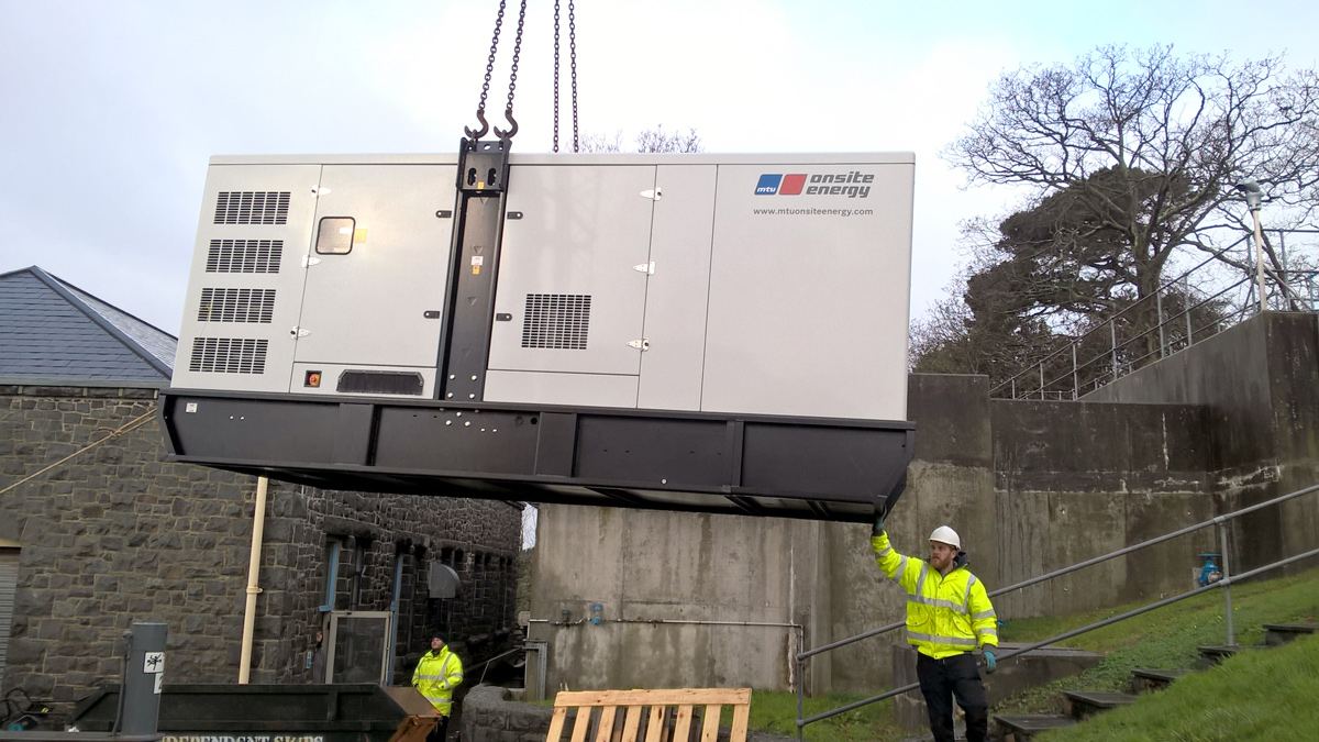 Delivery of standby generator power pack - Courtesy of Guernsey Water
