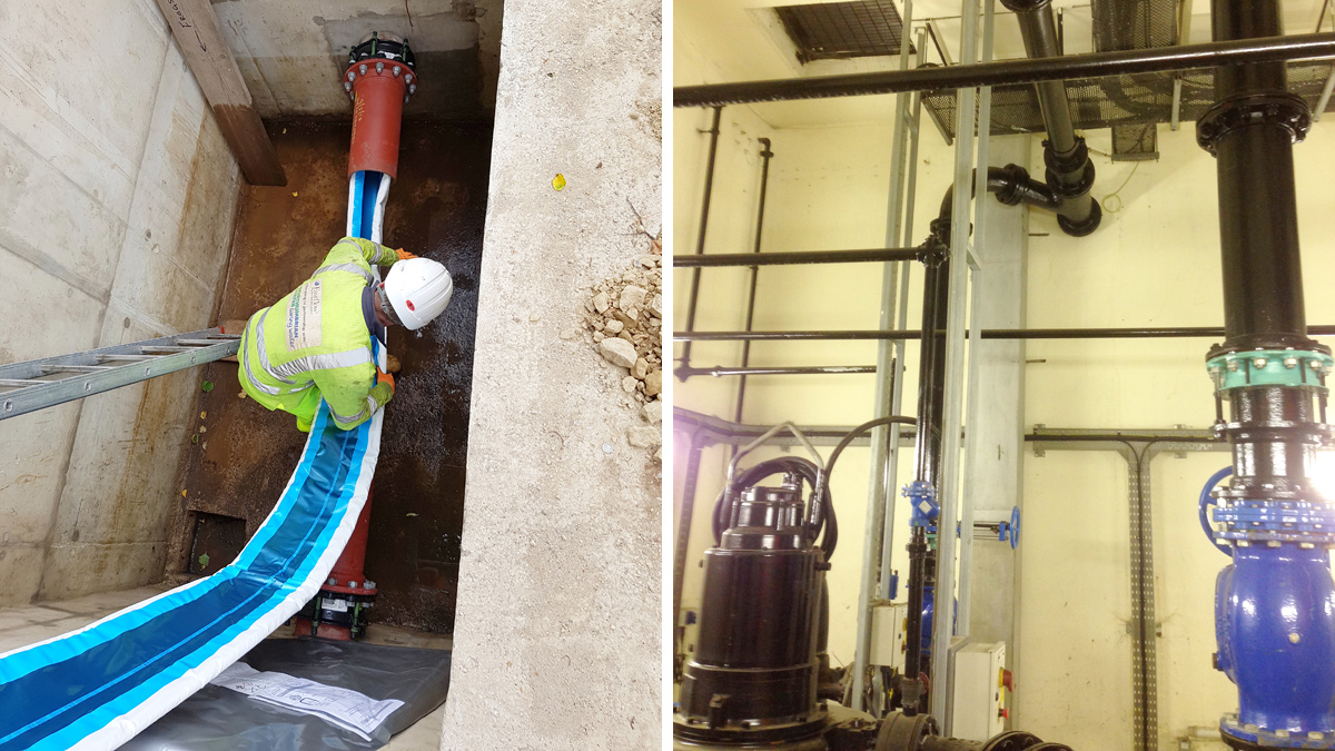 (left) New CIPP liner installation and (right) Renny’s Lane SPS dry well - Courtesy of MMB
