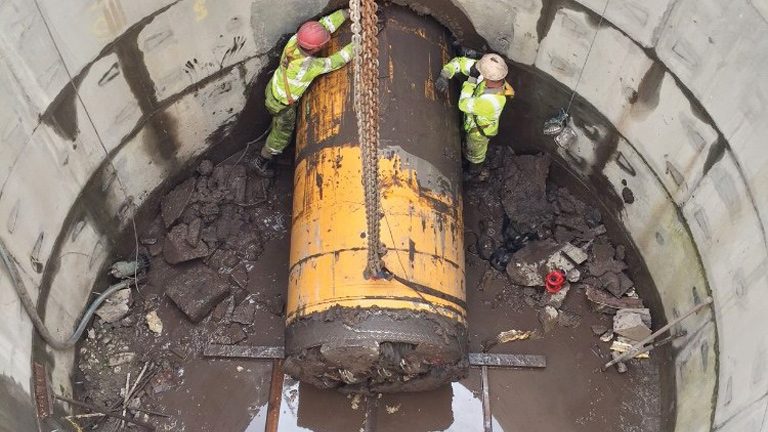 Tunnel breakthrough and extraction of TBM - Courtesy of Scottish Water
