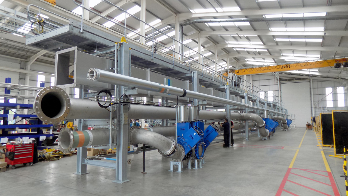 View of the pre-assembled pipe rack in the EPS factory - Courtesy of EPS Group