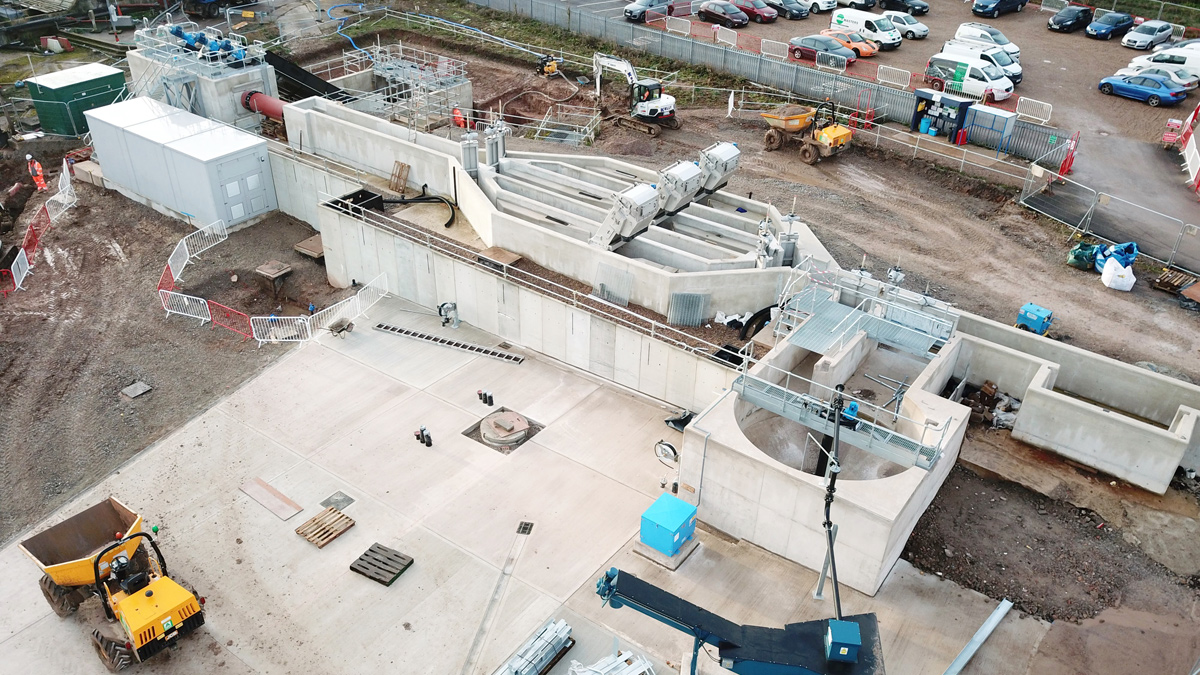 Aerial view of grit removal plant - Courtesy of Costain