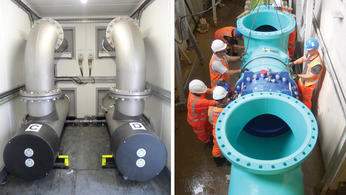 (left) ATG UV reactor unit and (right) DN1000 pipe connection - Courtesy of CiM6