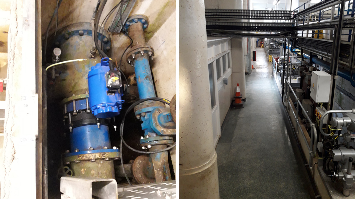 (left) The replacement upwash valve and actuated valve and (right) rapid gravity filters hall - Courtesy of Trant Engineering Ltd