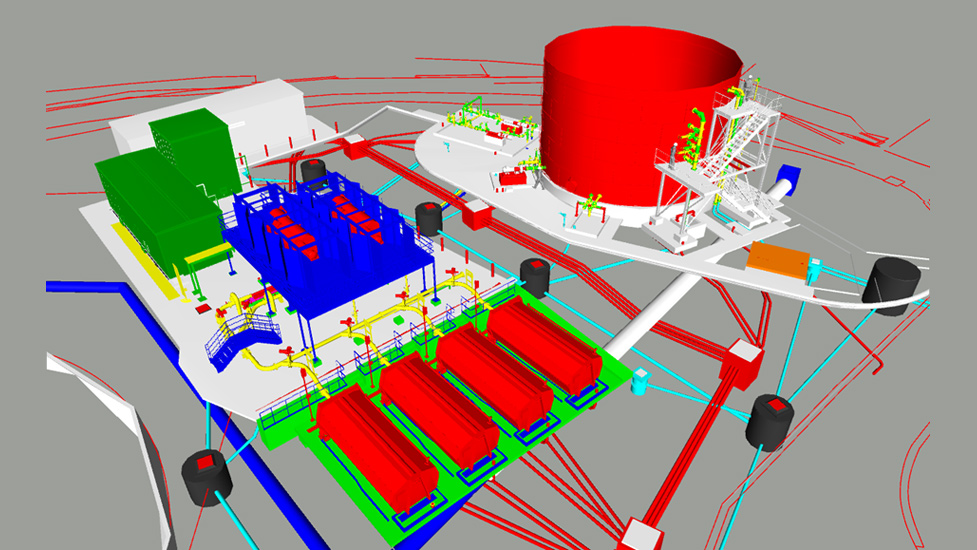 Sludge treatment area 3D CAD model - Courtesy of Southern Water