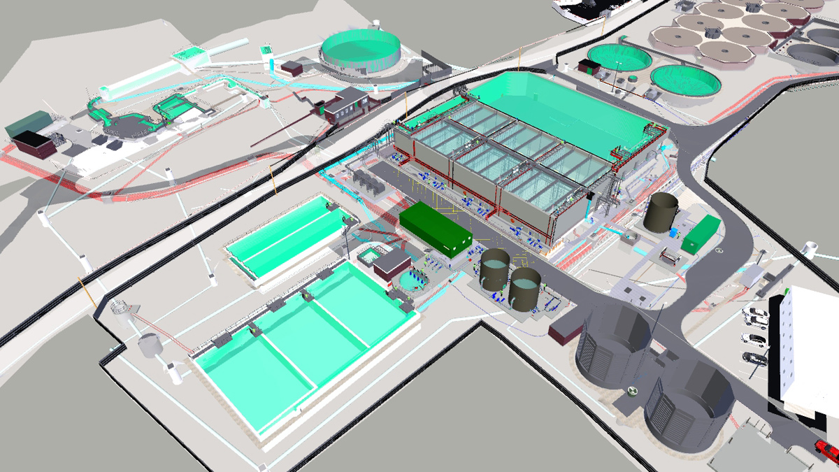 Extract from digital model showing new Nereda® plant - Courtesy of Laing O’Rourke