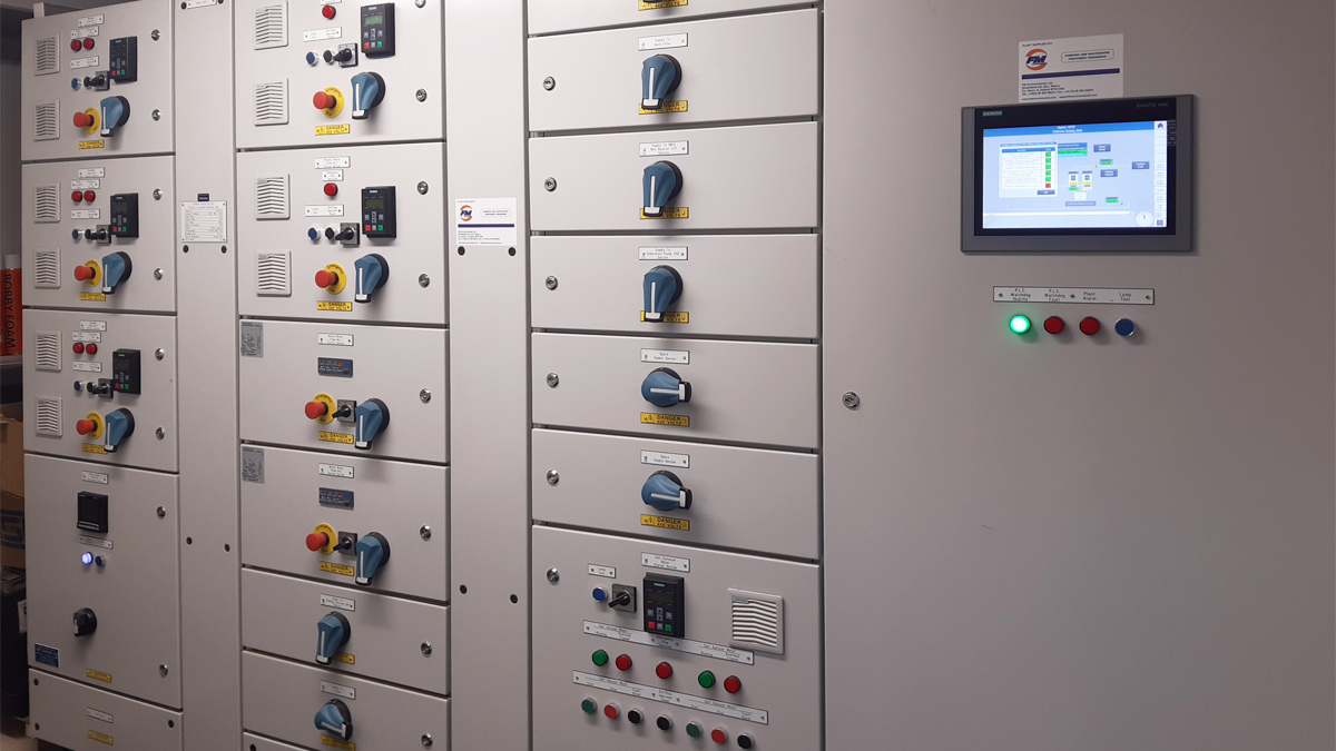 Control panel and HMI installed in new treatment building - Courtesy of FM Environmental