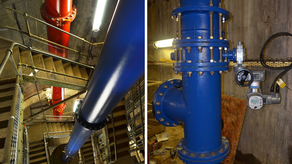 (left) Looking down the shaft and (right) TDP actuator after refurbishment - Courtesy of Barhale