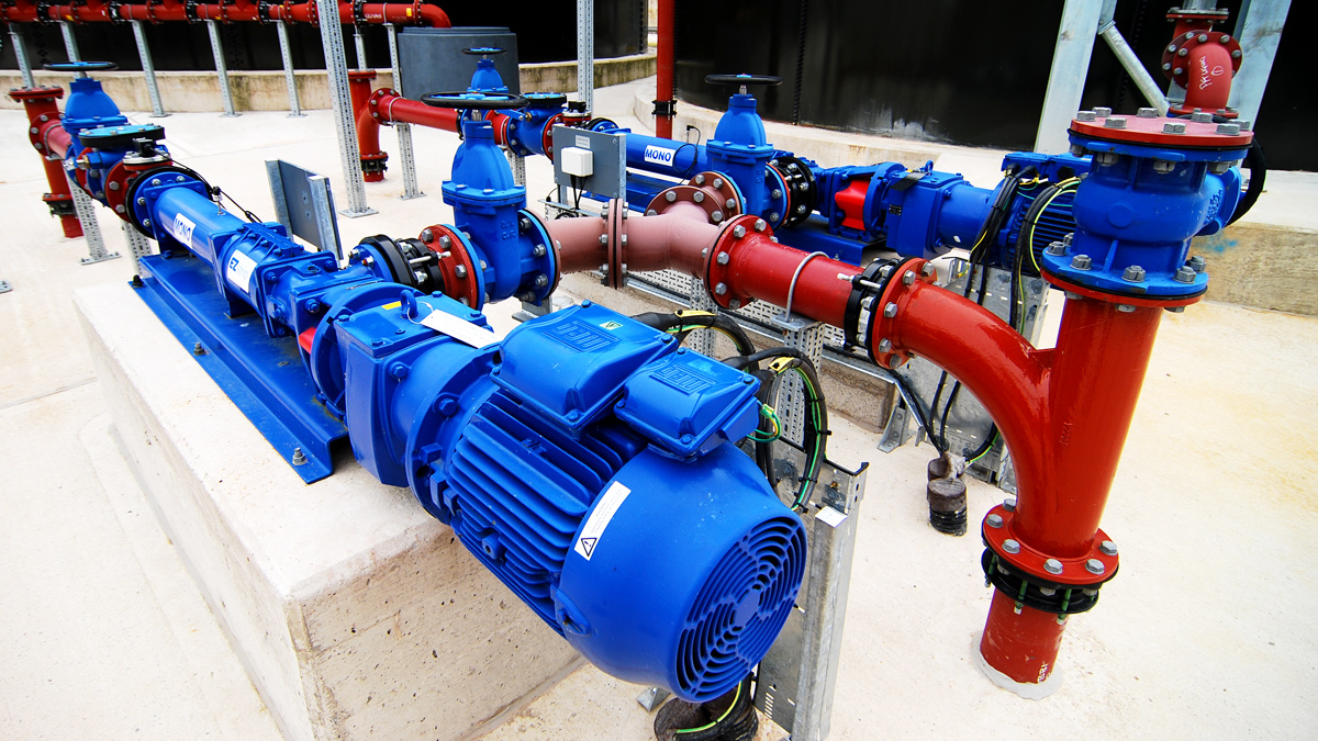 Thickened sludge transfer pumps - Courtesy of Galliford Try
