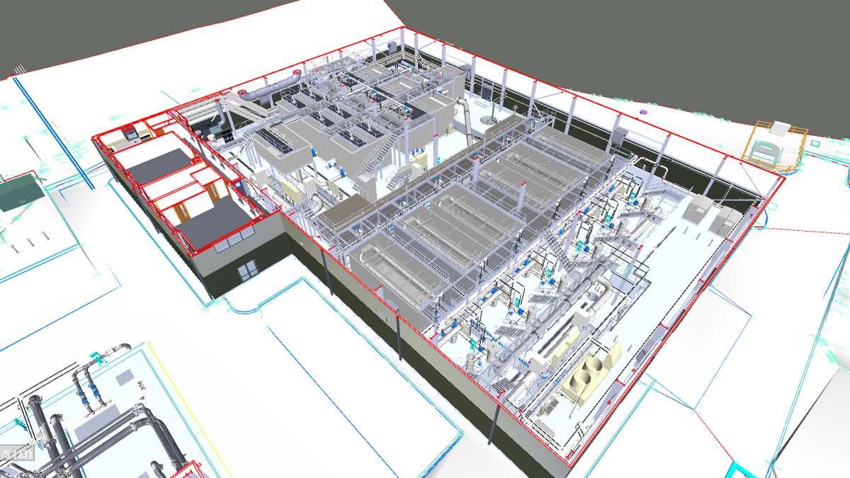 Main treatment building model from Navisworks - Courtesy of Wessex Water