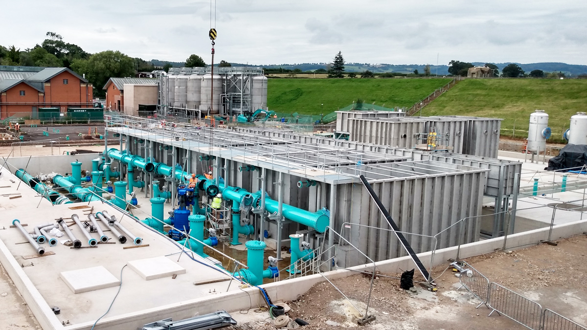 Main treatment building with Vessco RGFs installed and Powerrun Pipe-Mech pipework underway - Courtesy of Wessex Water
