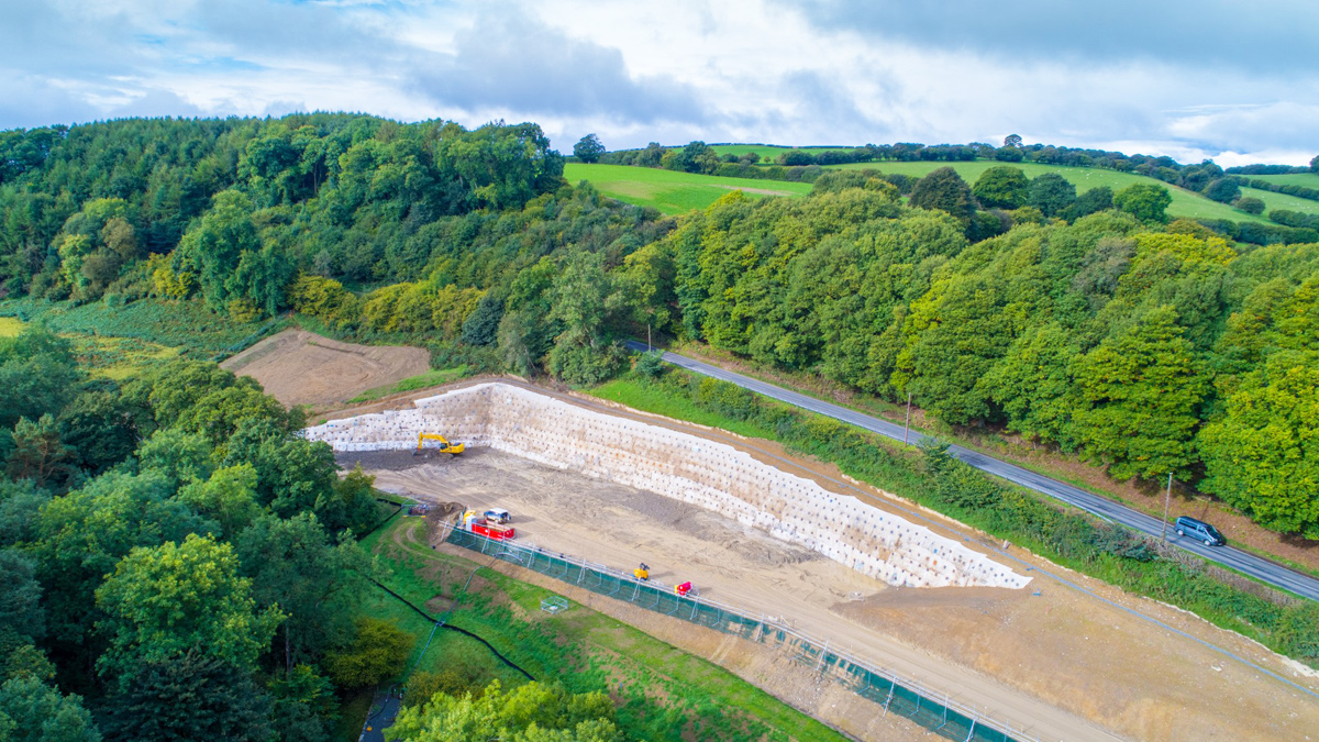Frydd Wood upstream site access and soil nail wall - Courtesy of Severn Trent