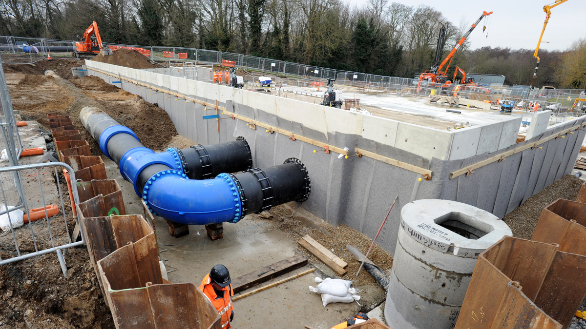 Construction of the membrane building - Anglian Water @one Alliance