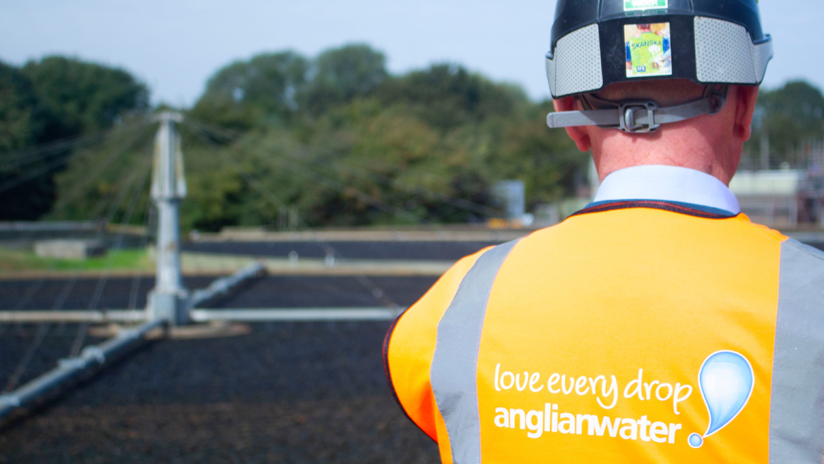 Site Manager at percolating filter - Courtesy of Anglian Water @one Alliance