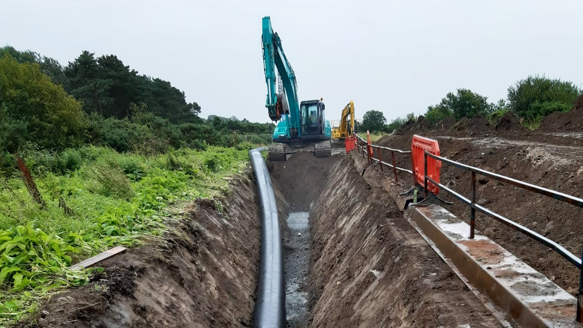 Pipelaying in West Winds - Courtesy of NI Water
