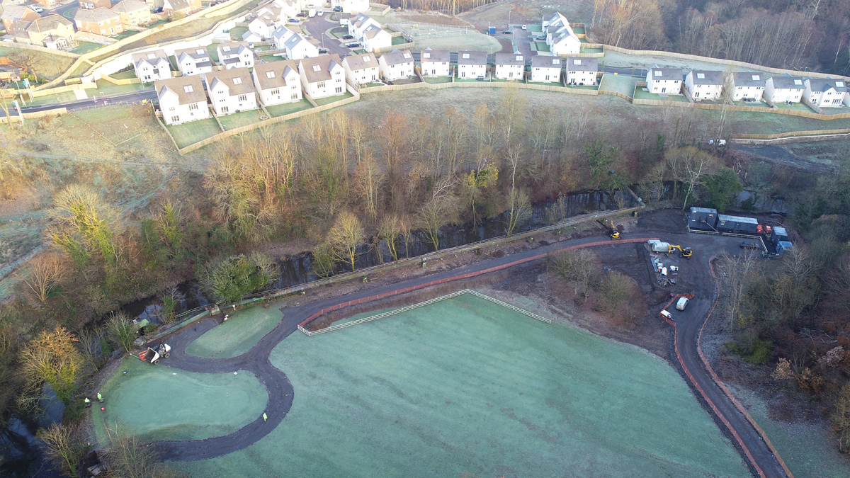 Construction ongoing on the Roundknowe site within the Calderbraes Golf Course - Courtesy of aBV
