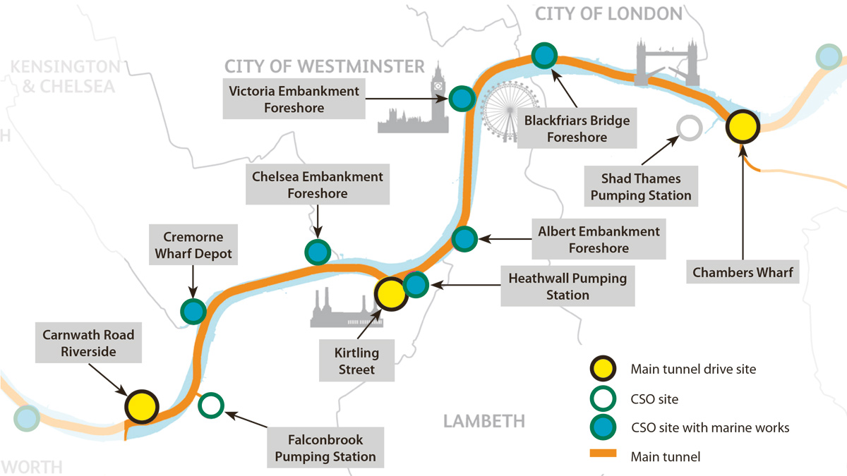 Sites of Tideway Central Section - Courtesy of FLO JV