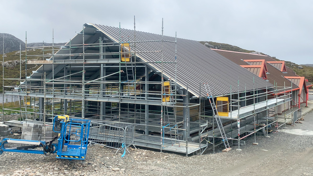 Building extension well under way with roof cladding in place - Courtesy of ESD